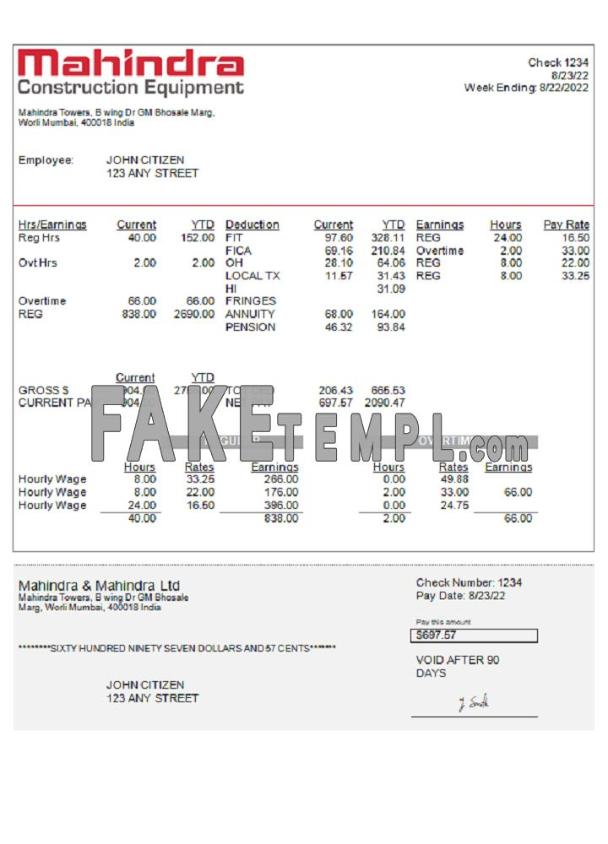 India Mahindra & Mahindra Ltd automotive fake pindustry company Word and PDF template